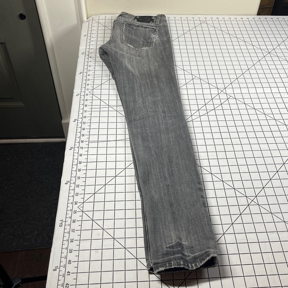 Miss Me Skull Rhinestone Denim Jeans Grey Gray Halloween Rocker 27 Bling - Picture 13 of 15